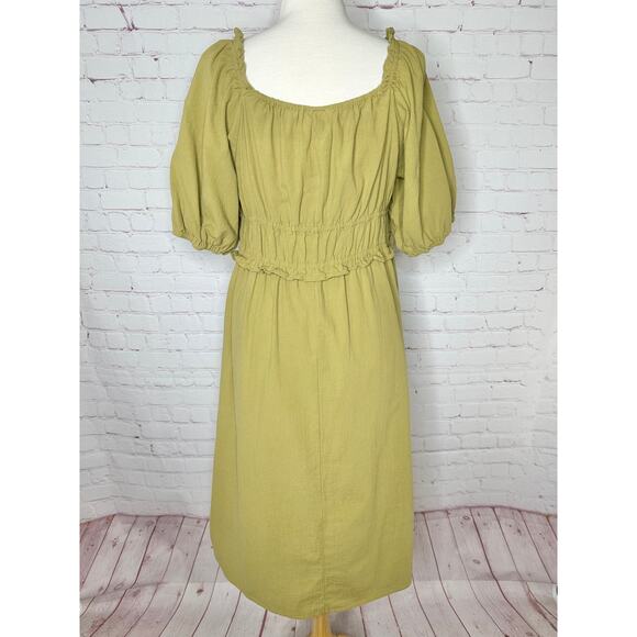 Universal Thread Moss Green Peasant Dress Womens Large Short Sleeve - Picture 3 of 8